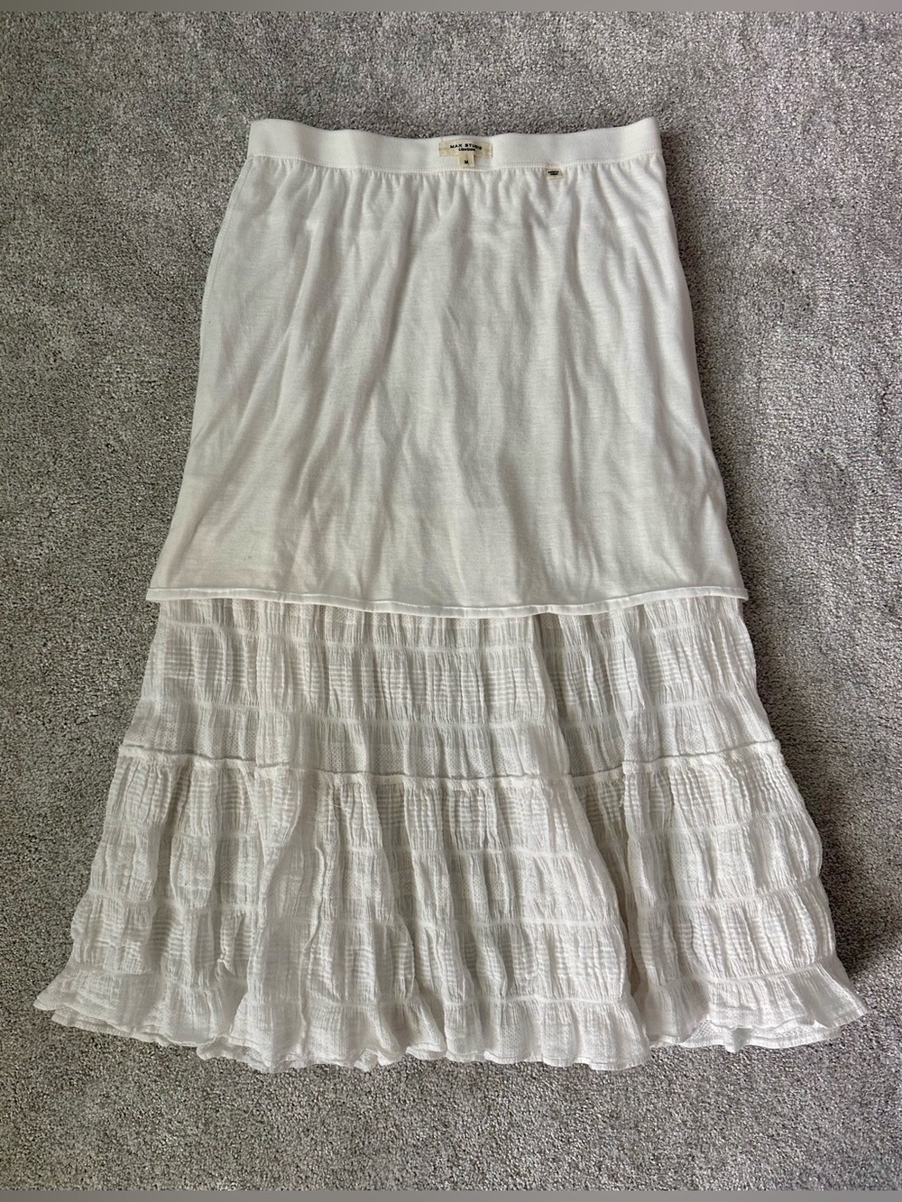 Max Studio White Gauze Midi Skirt, Size M - Picture 5 of 6
